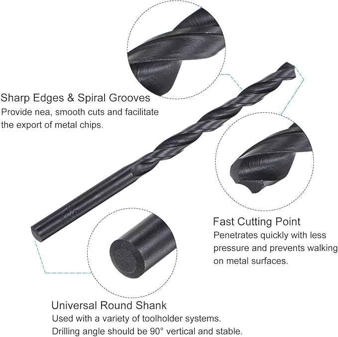 uxcell Tap and Drill Bit Set, 1/4-28 UNF Thread Tap & 7/32" Black Oxide Twist Drill Bit, Straight Flute Tap Tapping Threading Repair Tool Kit