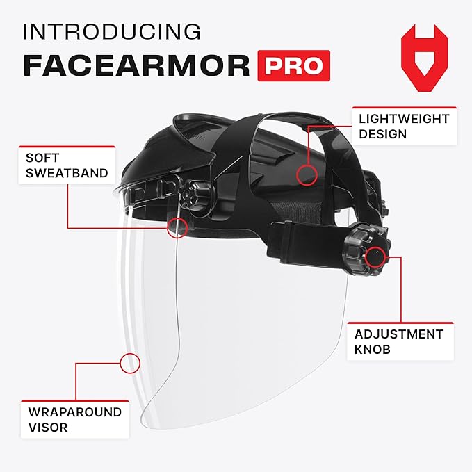 NoCry Premium Safety Face Shield for Grinding and Cutting ??Clear Anti-Fog, Impact Resistant Visor and Adjustable Headgear ??ANSI Z87.1 Certified for Industrial Use ??Washable Sweatbands Included