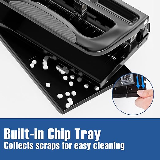 XOOL 3 Hole Punch, Heavy Duty Metal Hole Puncher for 2 or 3 Holes, 9/32" 7mm Hole Diameter, 40-Sheet Capacity, Adjustable Hole Spacing, Non-Slip Base for Office & School