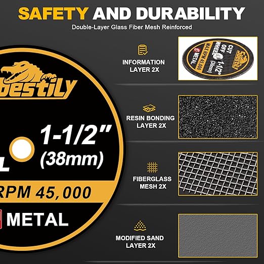 1-1/2 Cut Off Wheels 40 Pack, 1.5" x 1/8" Fiberglass Reinforced Cutting Discs Rotary Tool Accessories Kit with 4 Mandrels, for Cutting Metal, Bolts, Screws