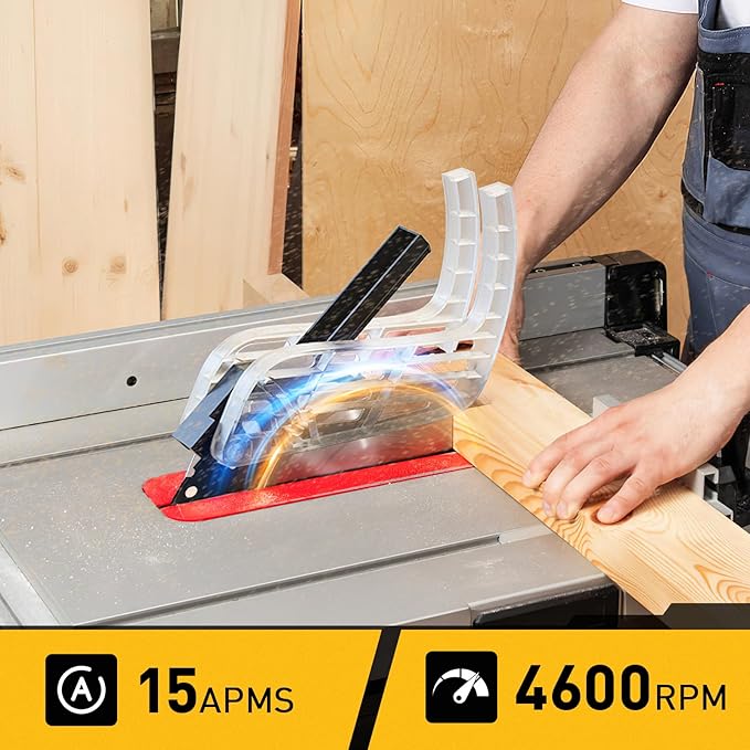 15Amp Portable Table Saw 10 inch, 4600RPM Compact Tablesaw with 36T Blade, 90°Cross Cut & 0-45°Cutting, Multifunctional Benchtop Saw for DIY Furniture Making Woodworking