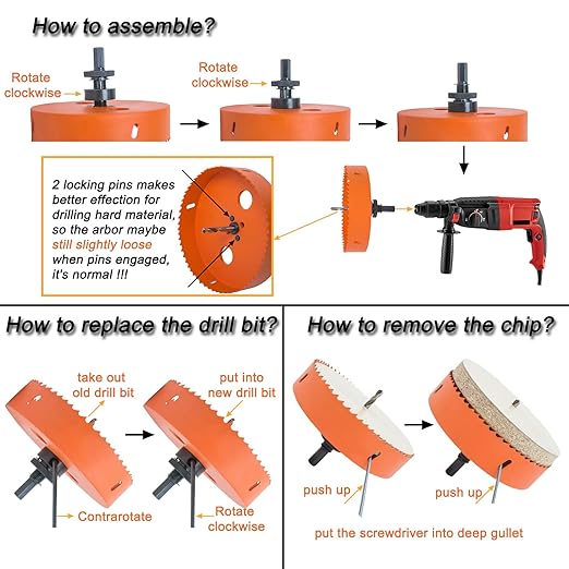 6-1/4 & 4-1/4 Hole Saw for Recessed Lights, 6.25 & 4.25 Inch Hole Cutter with Dust Bowl Catcher for 6 & 4 Inch Led Recessed Lighting and Wood Metal Drywall, Bi-Metal Construction