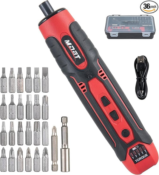 3.6V Cordless Impact Screwdriver Set with 1.5Ah Rechargeable Lithium Battery (Red 02)