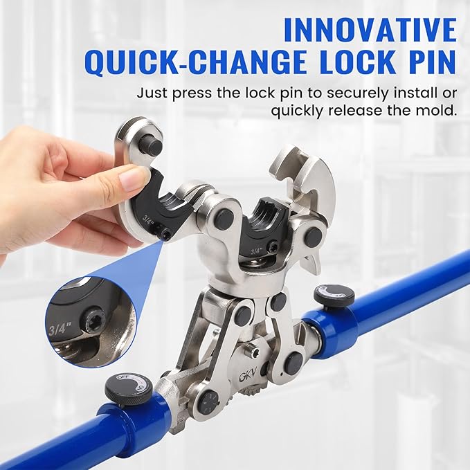 Propress Tool, ProPress Tool for Copper Pipe with 1/2" 3/4" 1" Jaws, 360째 Rotating Head & Extendable Handle for Solderless Copper Fittings