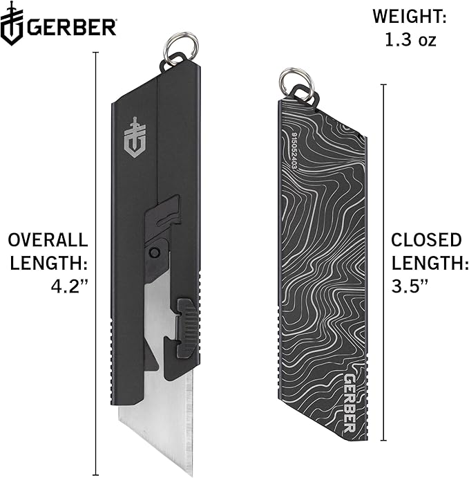 Gerber Gear EAB Utility Knife, Clips to Pocket or Keychain with Replaceable Razor Blade for Everyday Carry, EDC Gear with Box Cutter Retractable, Mini Black