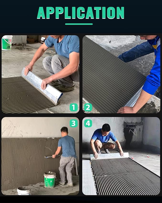 Tile Tools 24'' Large Tile Trowel 2/5" x 2/5" Square Notch Trowel Tile Adhesive Spreader, Perfect for Large Tiles Flooring & Tiling Masonry Hand Trowel