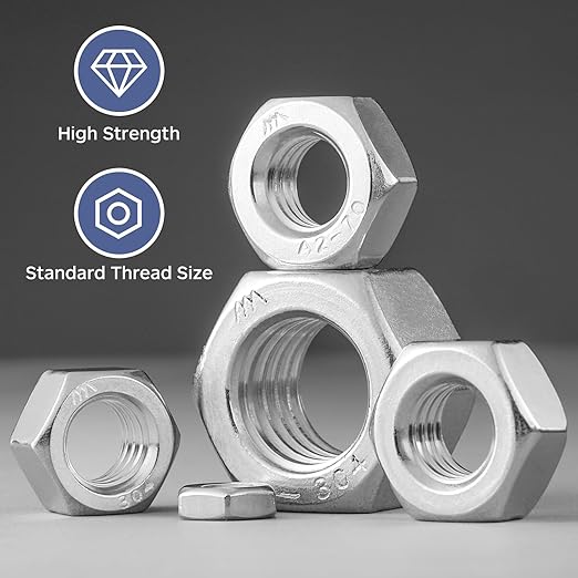300 Pack #6-32 Hex Nuts, Stainless Steel 304 (18-8) Hex Nut, #6 Nut Standard Inch Coarse Thread Hex Machine Screw Nuts