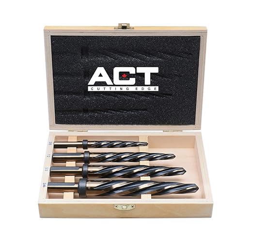 Accusize Industrial Tools - 4 Pc High-Speed Steel Spiral Flute Car Reamer Set, Gold Oxide Finish, Sizes 3/8", 1/2", 5/8", 3/4", Fits 3/8'' & 1/2'' Chuck, 0522-1800