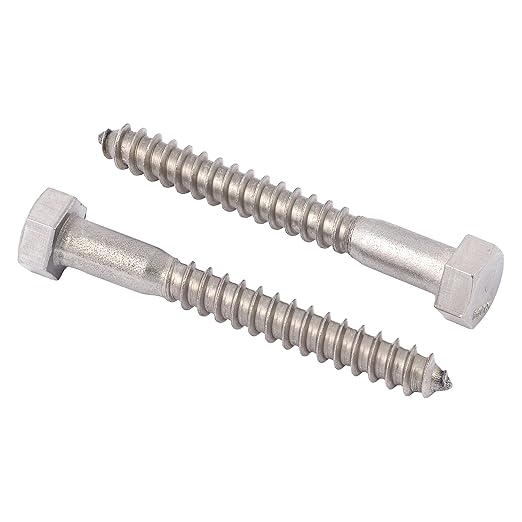 5/16 x 4 Stainless Lag Bolt (25-Pack) 18-8 Stainless Steel, Heavy Duty Hex Wood Lag Screw, ASME B18.2.1 Commercial/Industrial Grade by Makers Bolt