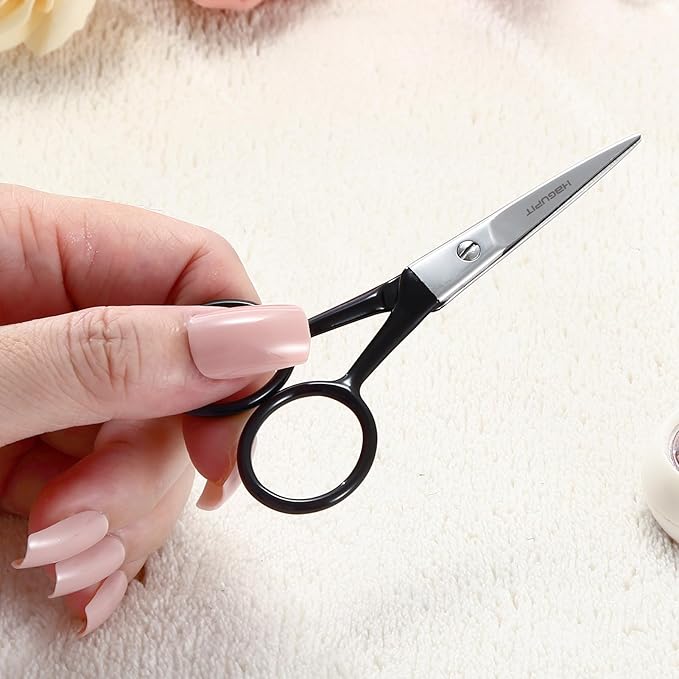 4" Small Precision Embroidery Scissors - All purpose Stainless Steel Sharp Fabric Scissors for DIY Craft Thread Cutting Yarn, Knitting Needlework Stitching Shears, Manicure Cuticles Nail