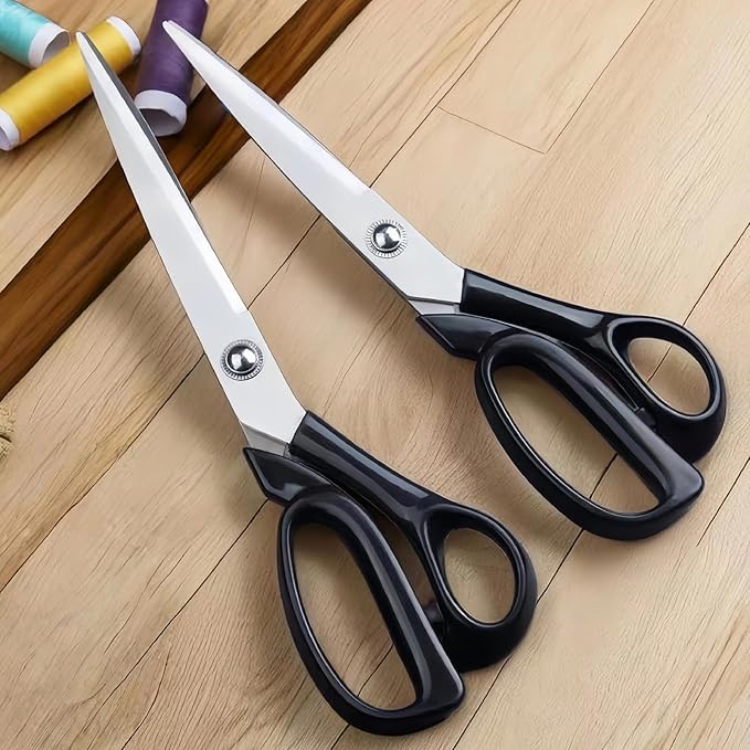 Professional Tailor's Scissors, Heavy Duty Stainless Steel Fabric Cutting Shears, Composite Alloy Blade (Plastic Handle, 10 inches)