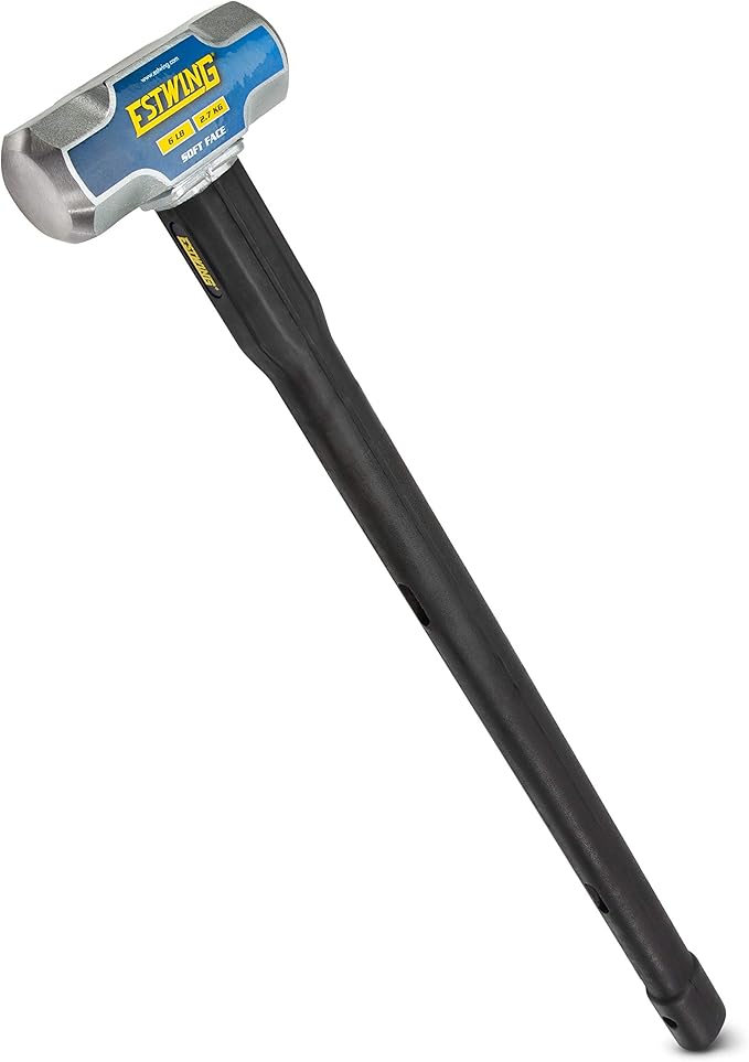 Estwing 6 lb Soft Face Sledge Hammer - 30" Indestructible Handle, Shock-Absorbing Grip, Overstrike Resistant