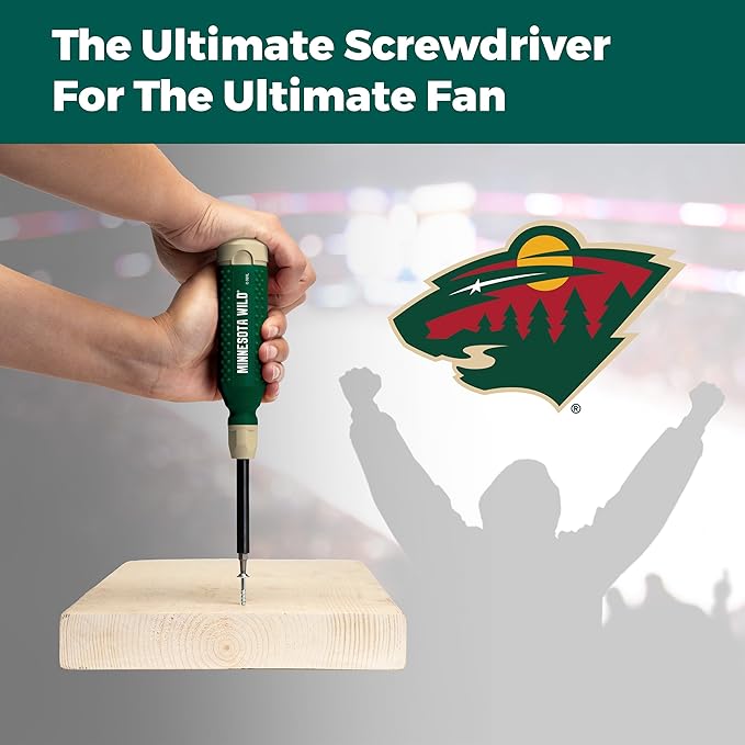 MEGAPRO짰 NHL짰 Team Edition Multi-bit Screwdriver | Officially Licensed NHL짰 Gear | Durable, Ergonomic, Pro-Grade Screwdriver (Minnesota Wild짰)