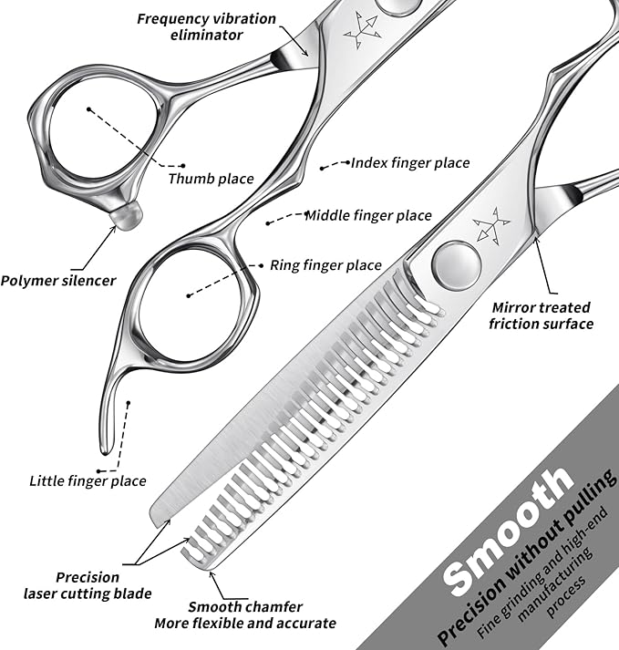 High-end Professional Hair Cut Thinning Scissors Hair Cutting Teeth Shears Barber Hairdressing Texturizing Scissor Extremely Very Sharp 6 Inch Stainless Steel Alloy For Men Women Salon& Home