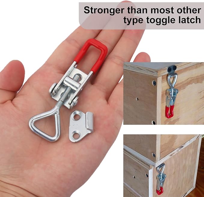 GENHAKON 25 Pack Toggle Latch Clamp, 4001 Duty U-hook Latches Clamp for Wood Boxes and Woodworking Craft, Draw Latch, Toggle Clamps, Adjustable Clamp with 330lbs Holding Capacity