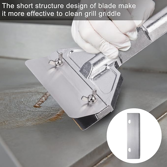 4 Pcs Grill Scraper Edge Sharper Blade Replacement, Stainless Steel Outdoor Barbecue Cleaning Tools, Heavy Duty Accessories for BBQ
