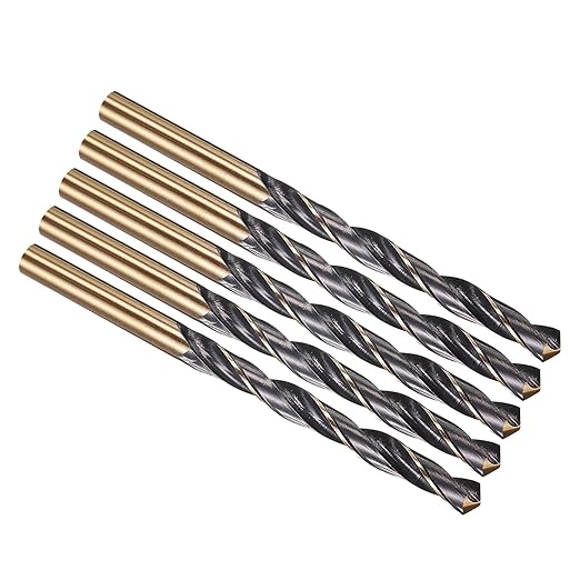 PATIKIL 7mm Drill Bit, Jobber Straight Shank 4341 High-Speed Steel 118째 Black and Gold Finish for Medium-Hard Metal Steel Acrylic - 5 Pack