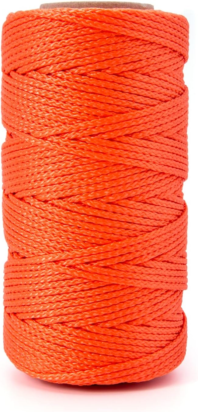 HONGDA Nylon Twine, 250 Feet #18 Braided Nylon Mason line String Perfect for Masonry Jobs and for The Layout of General Construction, Gardening, DIY Project, Orange