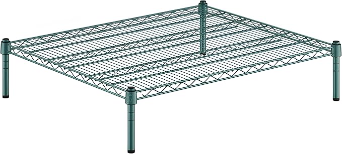 30" x 36" x 8" Green Epoxy Wire Storage Shelf, Dunnage Rack, Commercial 1 Tier Small Shelf