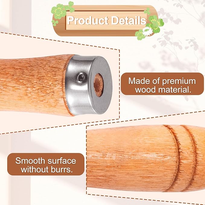 9 PCS Wooden File Handles with Strong Metal Collars, Large Wood Handle for 10" - 12" File, Screwdriver Hand Drill File Handle