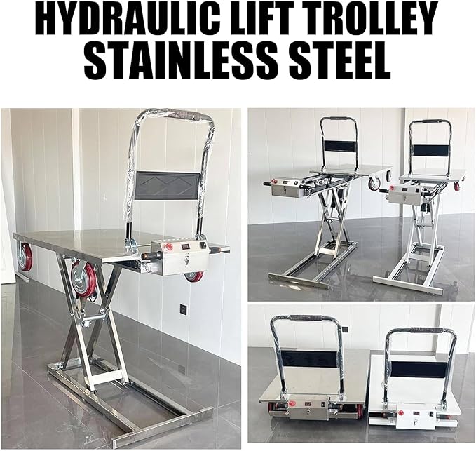 Hydraulic Lifting Platform, Hydraulic Lift Table cart, Electric Single Scissor Lift Table, Lifting Dolly with 4 Wheels, 300kg Capacity (100 * 75)