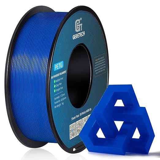 Geeetech PETG Filament 1.75mm, 1 KG (2.2lbs) Spool 3D Printer Filament, High-Toughness, 짹0.02mm Accuracy, Neatly Wound & Moistureproof, Non-Clogging Non-Stringing, Fits Most FDM Printers, Blue