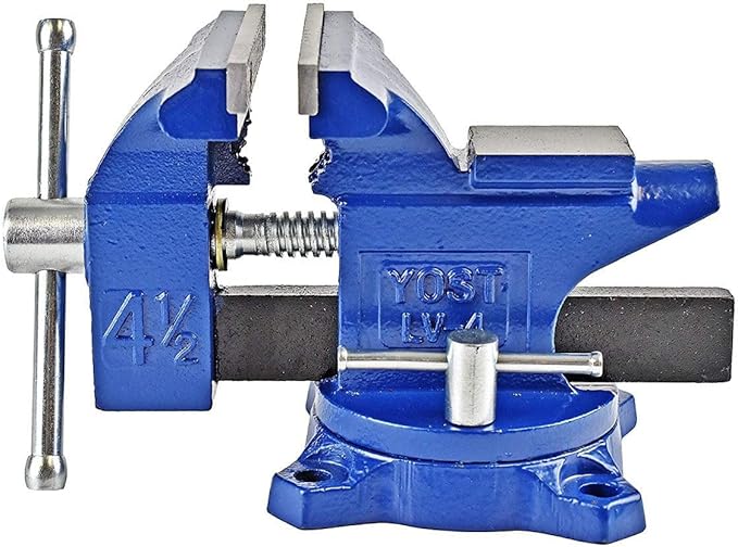 Yost Vises LV-4 Homeowner's Vise with UP-360 Soft Jaw Cover Kit | Heavy Duty Table Vise 4.5-Inch Jaw Width with a 3-Inch Jaw Opening Home Vise | Secure Grip with 240-Degree Locking Swivel Base