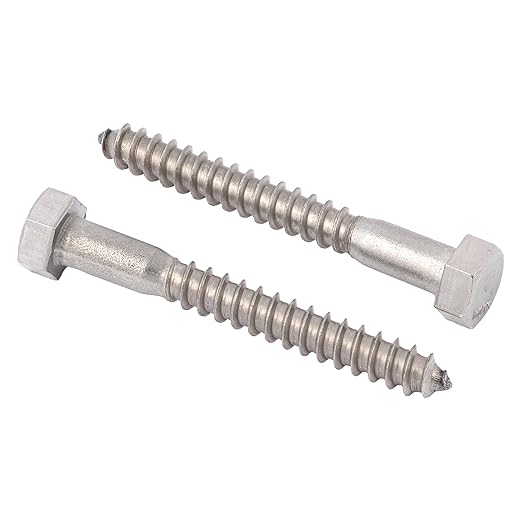 5/16 x 5 Stainless Lag Bolt (25-Pack) 18-8 Stainless Steel, Heavy Duty Hex Wood Lag Screw, ASME B18.2.1 Commercial/Industrial Grade by Makers Bolt