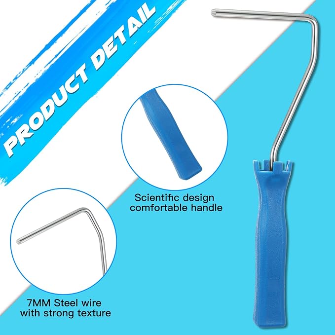 Baderke 10 Pcs 4 Inch Mini Paint Roller Handle 12 Inch Frame Small Paint Roller Brush Painting Supplies for Wall House Homes(Blue)