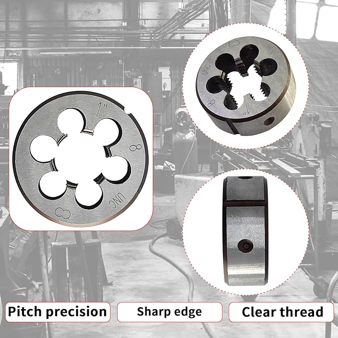 Lzcdelyxiao 1"-8 Die UNC 1"-8 TPI Right Hand Nominal Diameter 1" Thread Per Inch 8 Fin Thread Tolerance Grade 2B Right Hand Thread High Speed Steel HSS