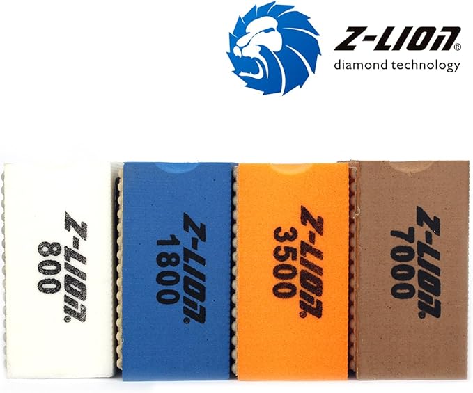 Z-Lion Resin Hand Polishing Pads for Stone Glass Ceramic Marble Granite Fine Sanding,Set of 4 Pcs