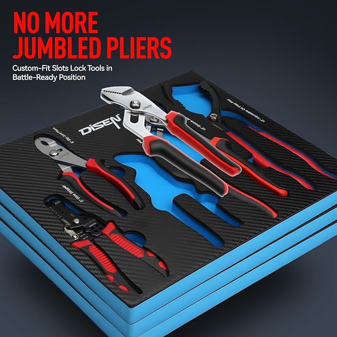 DISEN Pliers Set, 21 Pieces Full Assortment of Plier with EVA, Versatile Pliers Tool Set for Plyers Ideal as Home Use, Holiday, Fathers' Day Gift