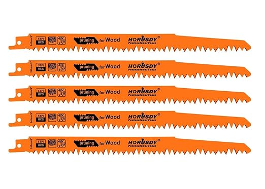 HORUSDY 9-Inch Wood Pruning Reciprocating Saw Blades, 5 Pack, 5TPI Saw Blades