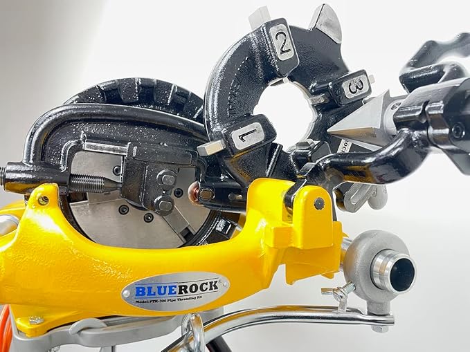 BLUEROCK PTM-300 Pipe Threading Kit includes PD-300 Power Drive, PTK-300 Threading Kit Assembly, OB-22 Oiler Bucket and H300 Tripod Stand