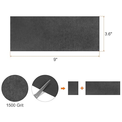 HARFINGTON 50pcs Sandpaper 1500 Grit 9 x 3.6 Inch Waterproof Backing Silicon Carbide Abrasive Wet Dry Sanding Sheets for Wood Finishing, Metal Sanding, Automotive Polishing