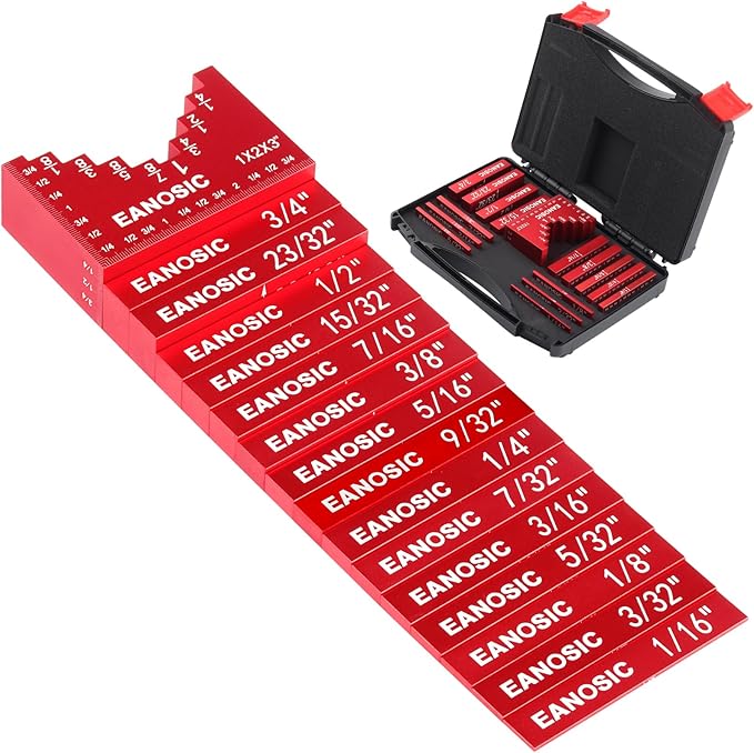 Setup Blocks Woodworking Tools - 16 PCS Height Gauge Block Set with Easy Block, Precision Ruler-Marked Bars - Solid Aluminum Alloy Setup Barsn Saw Gauges for Router and Table Saw Set Up
