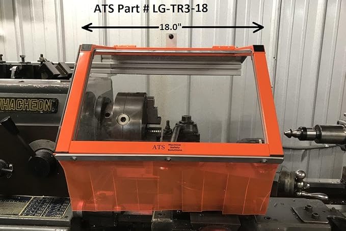 Lathe Guard. 18" Wide, Hinged. Fits machines with up to 12" Chuck Diameters. Standard Model, Part # LG-TR3-18 by ATS Machine Safety Solutions