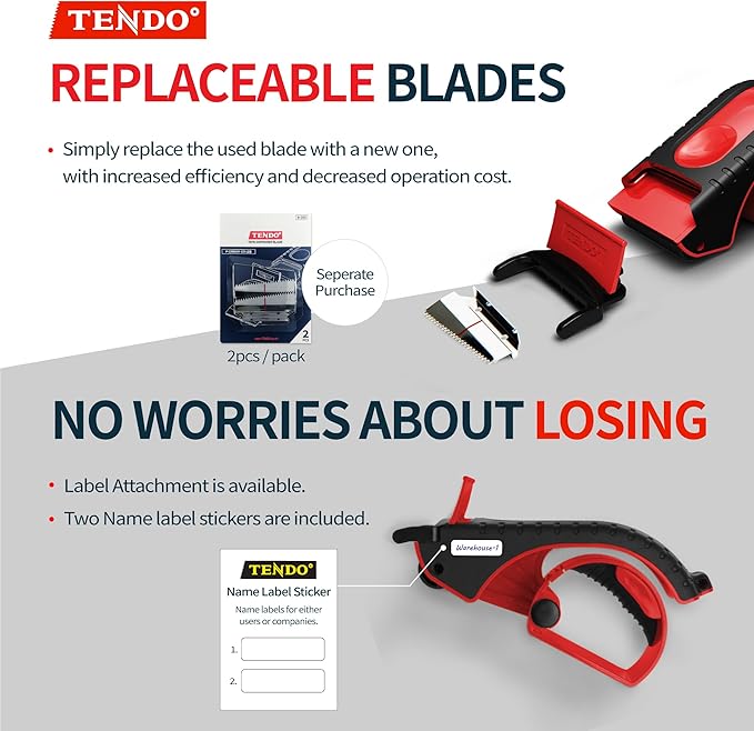 Heavy Duty Shipping Tape Dispenser: TENDO째 Essential Line ??Reusable, Replaceable, Eco-Friendly 2?쇺?Master Piece Dispenser for Pros with Patented 10째 Sloped Chromium Blades - P-2200 (4th Gen.)_Red