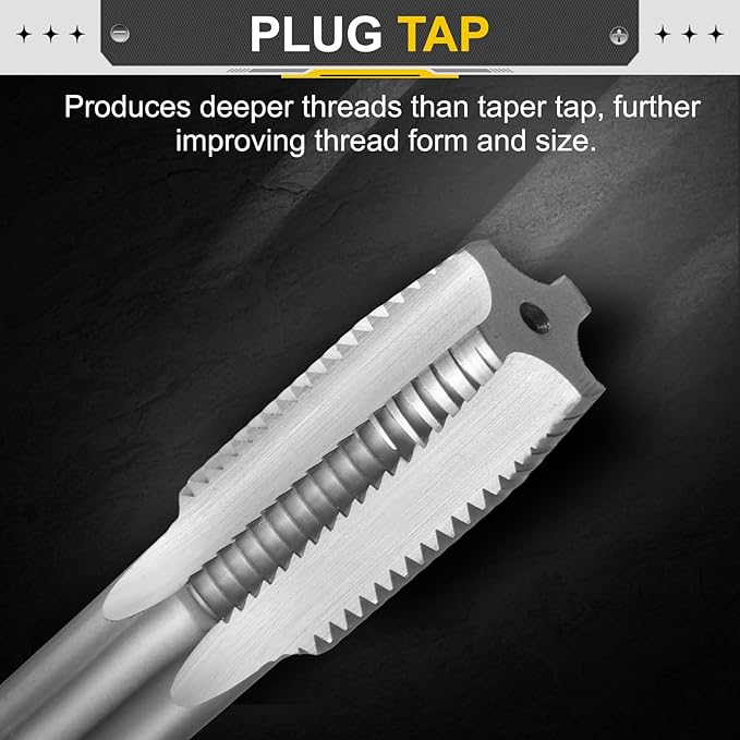 uxcell Hand Plug Tap M23 x 2.5 H2 Metric Thread Plug Style Taps Straight Flute Screw Tapping Threading Tool High Speed Steel HSS6542