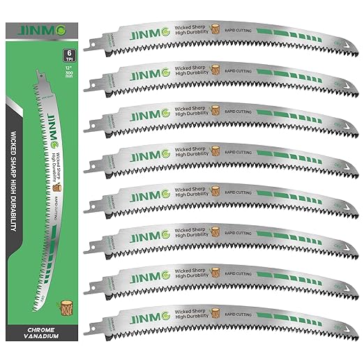 12-Inch Arc Curved Reciprocating Saw Blades for Tree Trimming & Wood Pruning – 6 TPI, 8 Pieces, Ideal for Wet & Dry Wood Cutting, Sawzall Blades for Trees