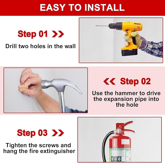 Universal Fire Extinguisher Bracket, Fire Extinguisher Mounts & Brackets up to 40 lbs, Suitable for Big and Small Fire Extinguisher Cabinet, Holder for Dry Chemical and Water Extinguishers (Pack 4).