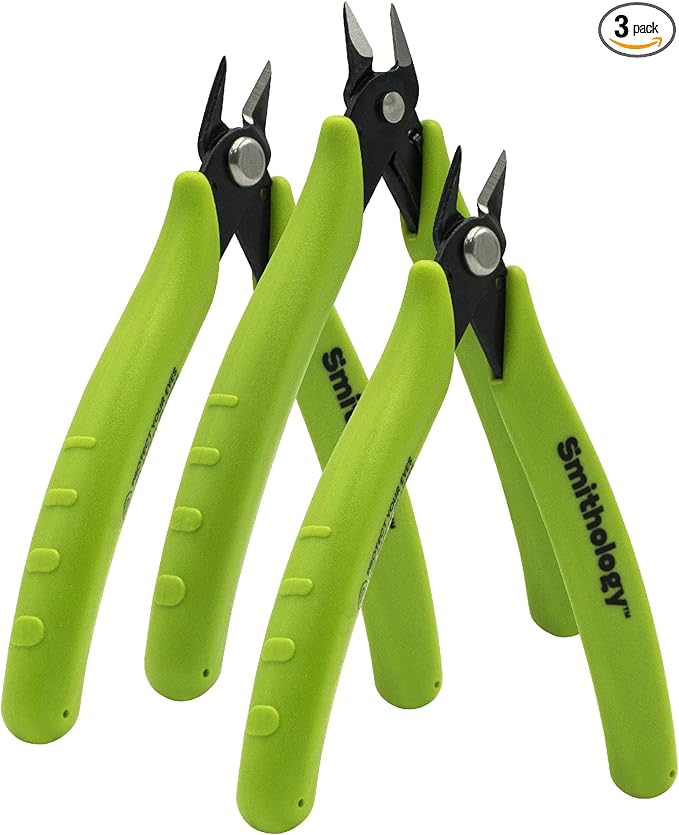 Smithology 4.8??Micro Flush Cutters 3PCS | Made from High Carbon Steel with Hidden Springback Design & Non-Slip Handles for Trimming Metal Wires, Zip Ties, Cables, Circuit Boards, & DIY Projects