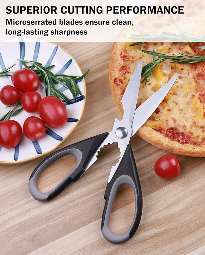 Kitchen Shears Scissors Cooking Scissor, 2Pack Sharp scissor - Meat and Poultry Scissors, Dishwasher Safe, All-Purpose Stainless Steel Utility Shear for Chicken Fish Vegetables BBQ