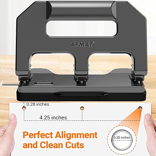 AFMAT Heavy Duty 3 Hole Punch, 3 Hole Puncher for Binder, 40-Sheet Three Hole Punch w/ 10000+ Uses, Metal Hole Puncher 3 Ring, 50% Reduced Effort, 9/32inch Hole, Bulit-in S.S. Paper Guide HPX1 (Gray)