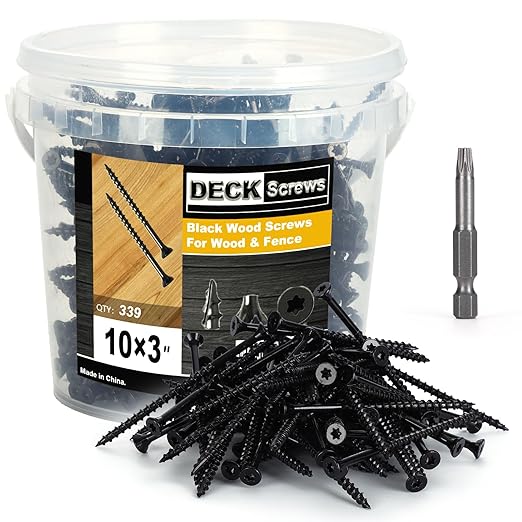 Deck Screws #10X3?쇺? T25 Star Torx Drive Flat Head Wood Screws, Black, 5lb