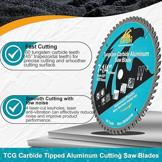Metal Blade 7-1/4-Inch for Aluminum Non Ferrous 60 Teeth Tungsten Carbide Tipped Blade with 5/8-Inch Arbor Pack of 10