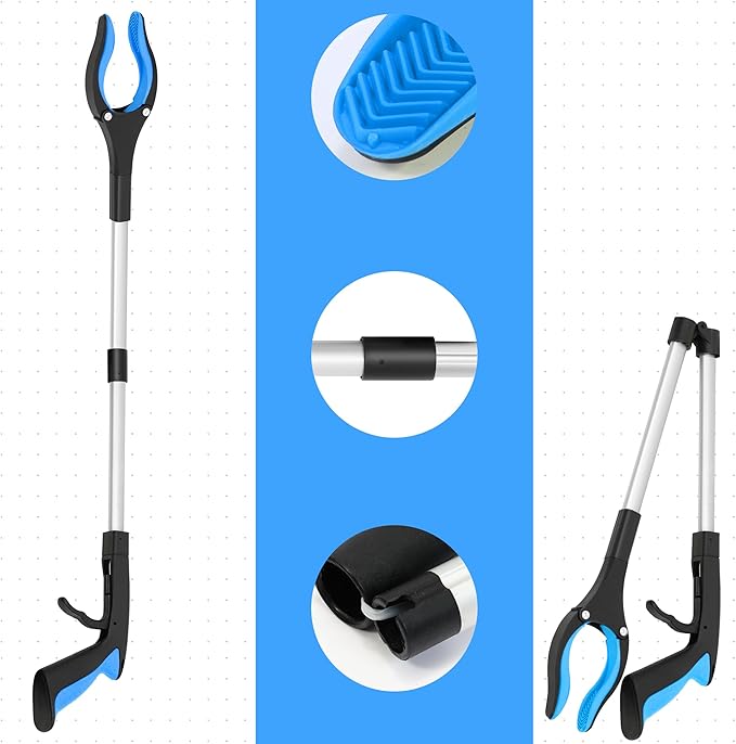 Grabber Reacher Tool - 32??Reacher Grabber Tool with Strong Magnetic and Swivel Head - Heavy Duty Pick Up Stick Grabbers for Seniors, Surgery Recovery Must Haves Gifts(Red + Blue)