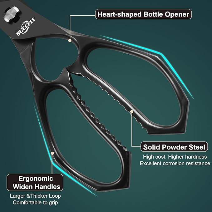 Kitchen Scissors for Food竊똏remium Kitchen Shears Heavy Duty竊?.8?쿢ltra Sharp Meat Scissors Detachable Blade竊똀ll Steel Poultry Shears Black Titanium Plated竊똀nti-Slip Cooking Scissor All Purpose