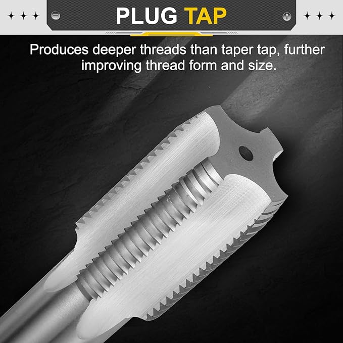 uxcell Hand Plug Tap M35 x 3 H2 Metric Thread Plug Style Taps Straight Flute Screw Tapping Threading Tool High Speed Steel HSS6542