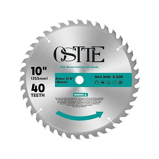 10-Inch Table Saw Blade 40 T, 5/8 Inch Arbor Circular Saw Blades, Carbide Tipped Teeth Miter Saw Blade for Cutting Wood, 1 Pack